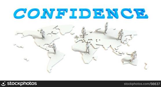 Confidence Global Business Abstract with People Standing on Map. Confidence Global Business