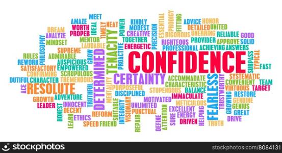 Confidence Word Cloud Concept on White. Confidence Word Cloud Concept