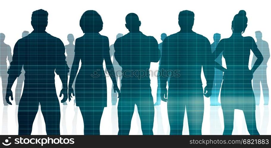 Confident Business Team Looking at You Silhouette. Confident Business Team