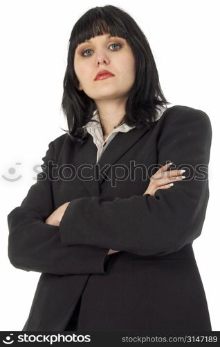 Confident business woman. Over white with clipping path.