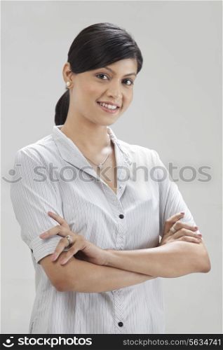 Confident business woman smiling