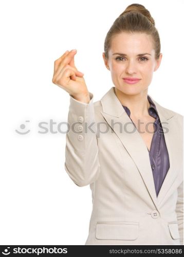 Confident business woman snapping fingers