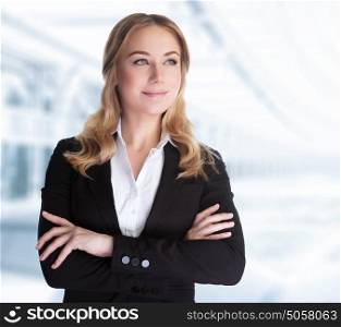 Confident business woman standing in the office, CEO of great corporate, successful career, female in the modern work place, professional people lifestyle