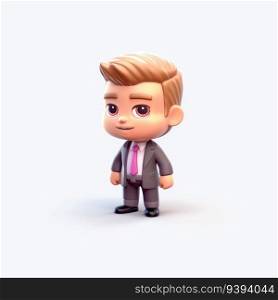Confident Businessman Cute Character Presenting with Professional Charm. isolate white background. for print, website, poster, banner, logo, celebration