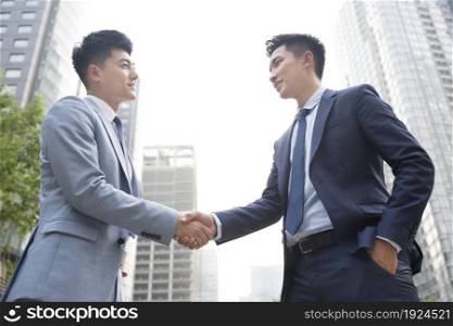Confident businessmen shaking hands