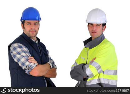 Confident construction workers