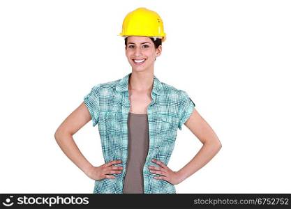 Confident female builder