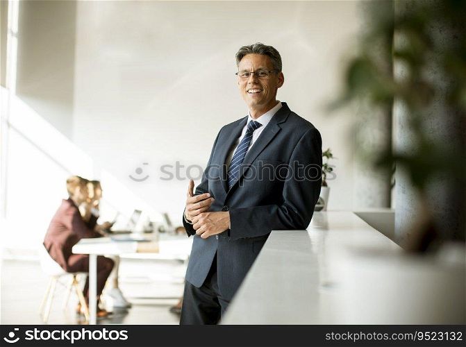 Confident handsome business man standing in the office