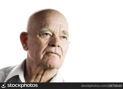 Confident looking elderly man. Isolated on white background