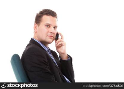 confident mature man talking on his mobile phone isolated on white background