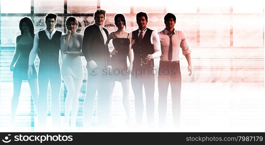 Confident Team of Professional Business People Smiling. Business Services