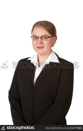confident young business woman isolated white background