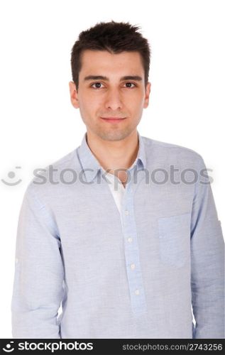confident young casual man portrait, isolated on white background