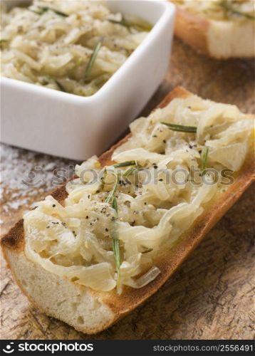 Confit of Onions on Toasted Baguette