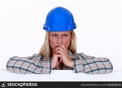Confused female laborer