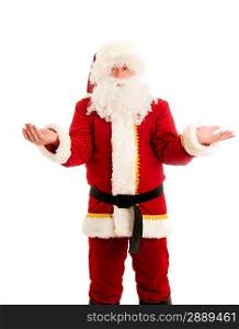 Confused Santa Claus isolated over white