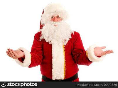 Confused Santa Claus isolated over white
