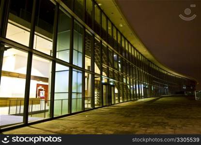 congress center in Dresden, Saxony at night