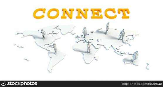 Connect Concept with a Global Business Team. Connect Concept with Business Team