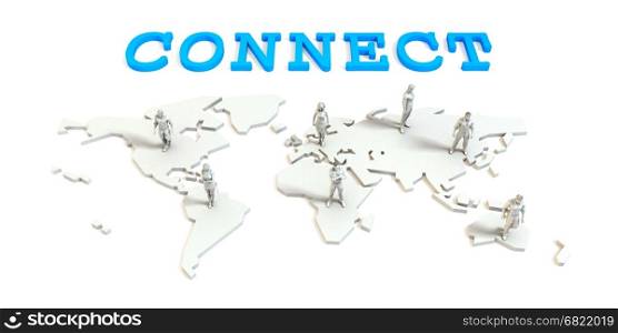 Connect Global Business Abstract with People Standing on Map. Connect Global Business