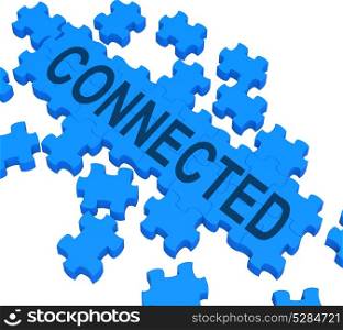 Connected Puzzle Showing Global Communications And Networking