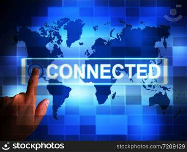 Connected to the internet concept icon means online access. Data or information from worldwide websites - 3d illustration