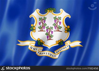 Connecticut flag, united states waving banner collection. 3D illustration. Connecticut flag, USA