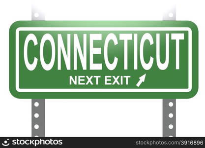 Connecticut green sign board isolated image with hi-res rendered artwork that could be used for any graphic design.