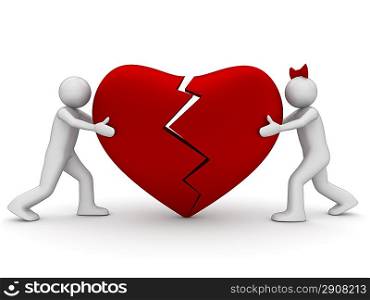 ""Connecting broken heart (love, valentine day series; 3d isolated characters)""