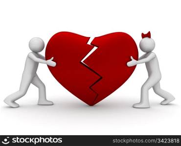 Connecting broken heart (love, valentine day series; 3d isolated characters)