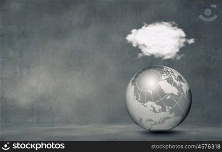 Connection concept. Computing concept with Earth planet and cloud