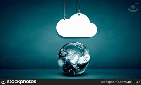 Connection concept. Computing concept with Earth planet and cloud. Elements of this image are furnishesd by NASA