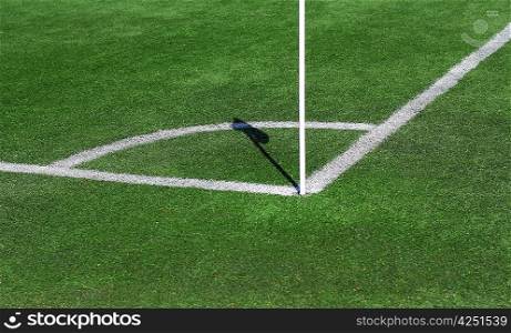 Conner of Football/Soccer field with flag