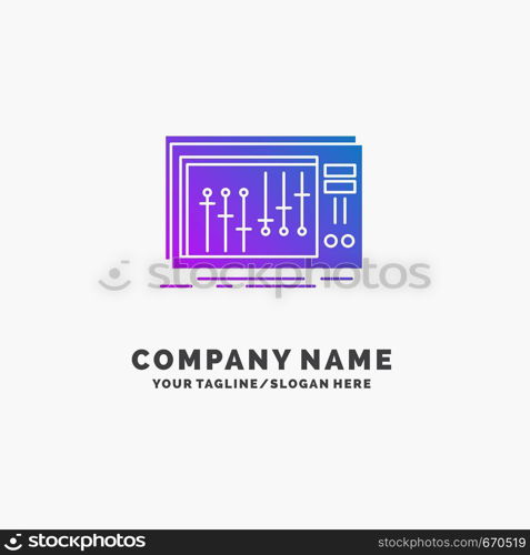 Console, dj, mixer, music, studio Purple Business Logo Template. Place for Tagline.. Vector EPS10 Abstract Template background