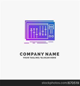 Console, dj, mixer, music, studio Purple Business Logo Template. Place for Tagline.. Vector EPS10 Abstract Template background