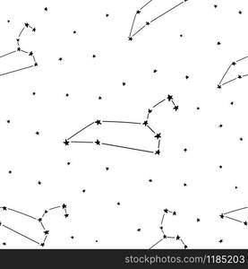 Constellations stars seamless pattern, horoscope, decoration. Suitable for children, kids, babies. Astrological signs on background. Symbols of astrology for print or web.