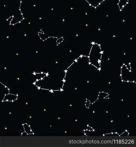 Constellations stars seamless pattern, horoscope, decoration. Suitable for children, kids, babies. Astrological signs on background. Symbols of astrology for print or web.