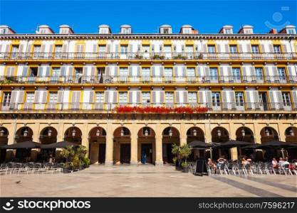 Constitucion Plaza is a main square in the San Sebastian city, Basque Country in northern Spain