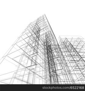 Construction architecture 3d rendering. Construction architecture. Design and 3d rendering model my own. Construction architecture 3d rendering