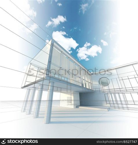 Construction architecture 3d rendering. Construction architecture. My design, model and textures 3d rendering. Construction architecture 3d rendering
