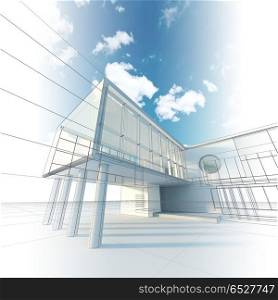 Construction architecture 3d rendering. Construction architecture. My design, model and textures 3d rendering. Construction architecture 3d rendering