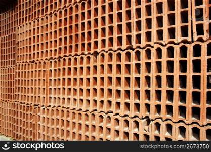 construction bricks stacked pattern red clay