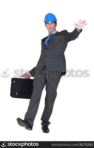 construction businessman slipping and falling