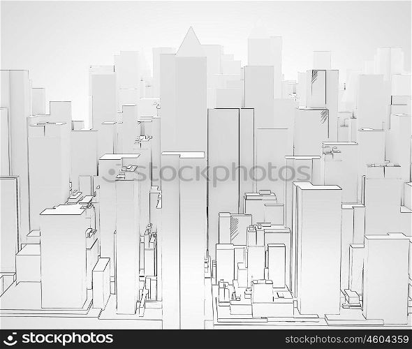 Construction concept. Background image of modern business district project