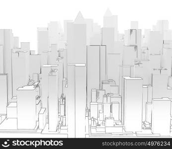 Construction concept. Background image of modern business district project