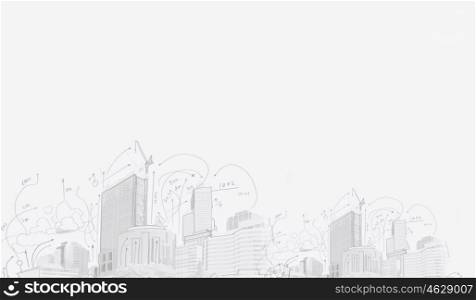 Construction concept. Sketch of construction project on white background