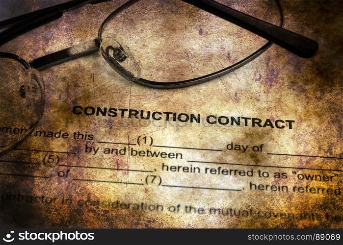 Construction contract grunge concept