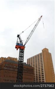 Construction crane and highrise buildings, Philadelphia, Pennsylvania