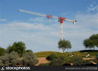 Construction crane & golfcarts, Scottsdale, Arizona