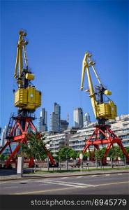 Construction crane in Puerto Madero, Buenos Aires, Argentina. Construction crane, Puerto Madero, Buenos Aires